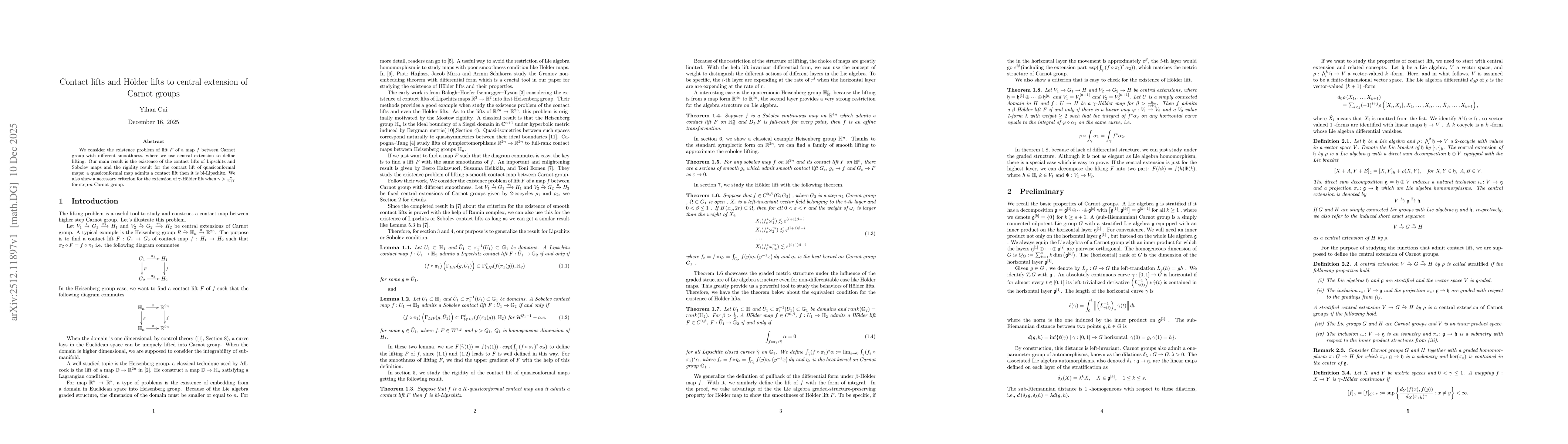 Thumbnail for Contact lifts and Holder lifts to central extension of Carnot groups