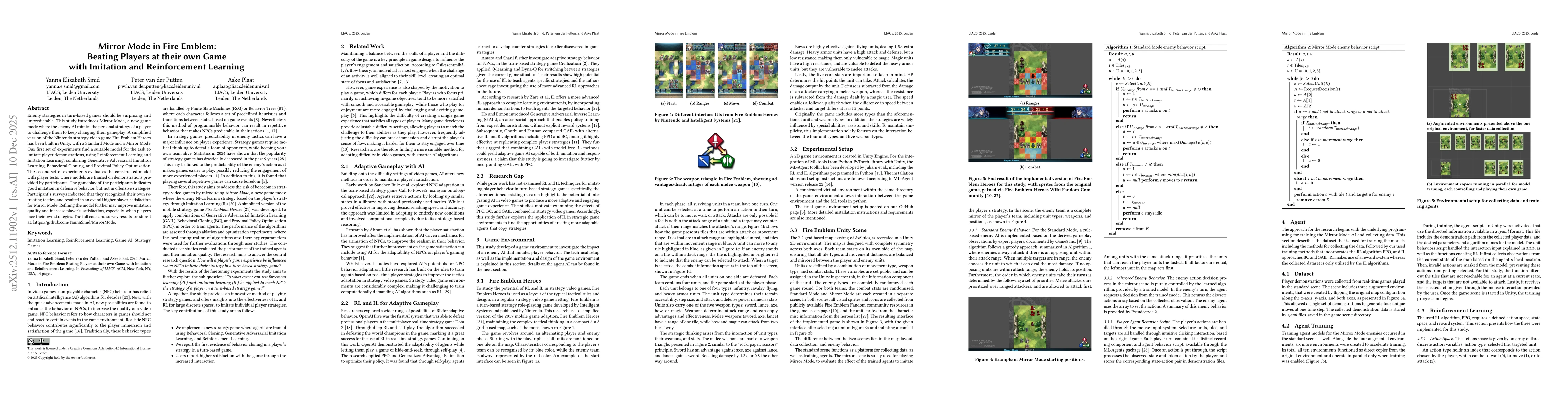 Thumbnail for Mirror Mode in Fire Emblem: Beating Players at their own Game with Imitation and Reinforcement Learning