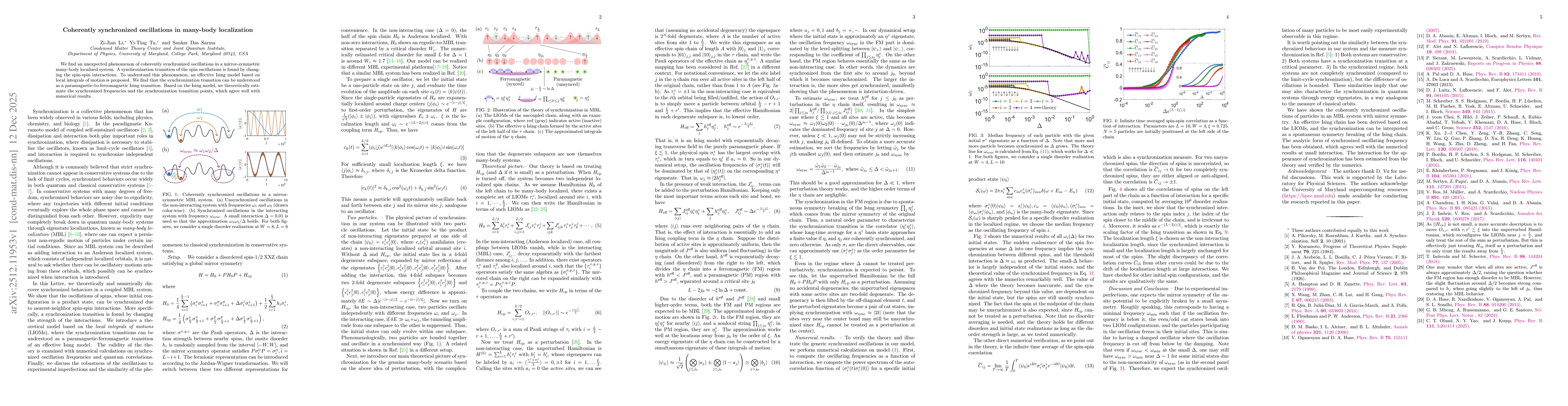 Thumbnail for Coherently synchronized oscillations in many-body localization