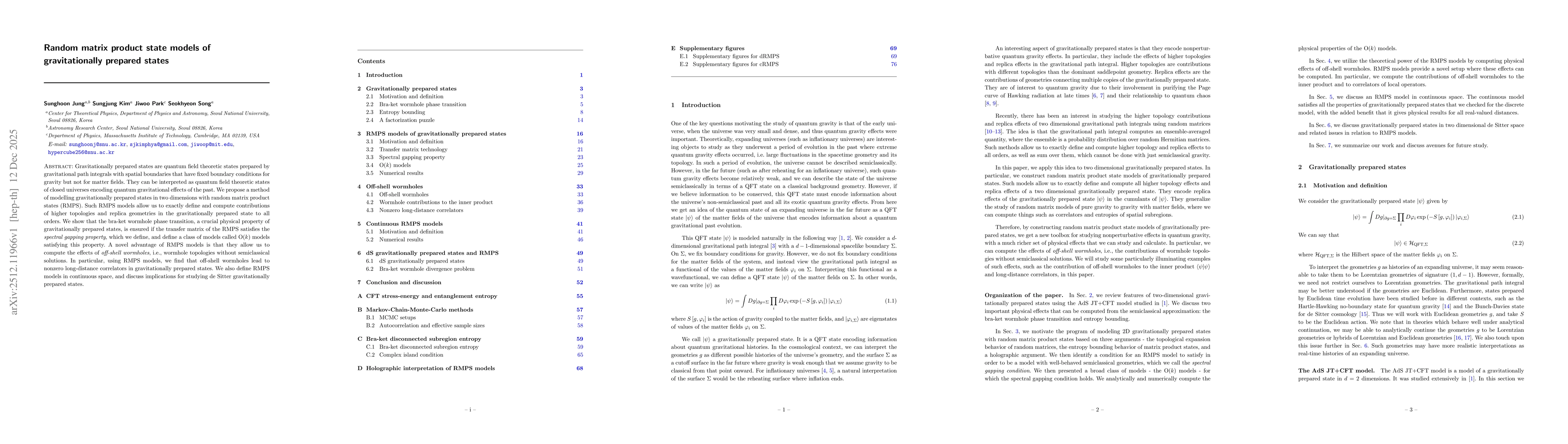 Thumbnail for Random matrix product state models of gravitationally prepared states