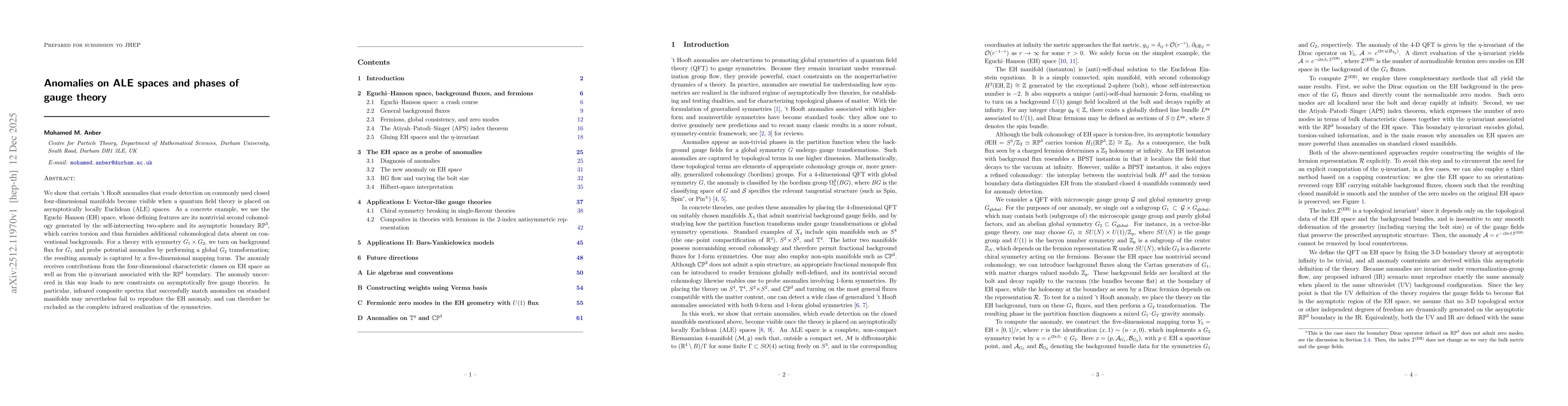 Thumbnail for Anomalies on ALE spaces and phases of gauge theory