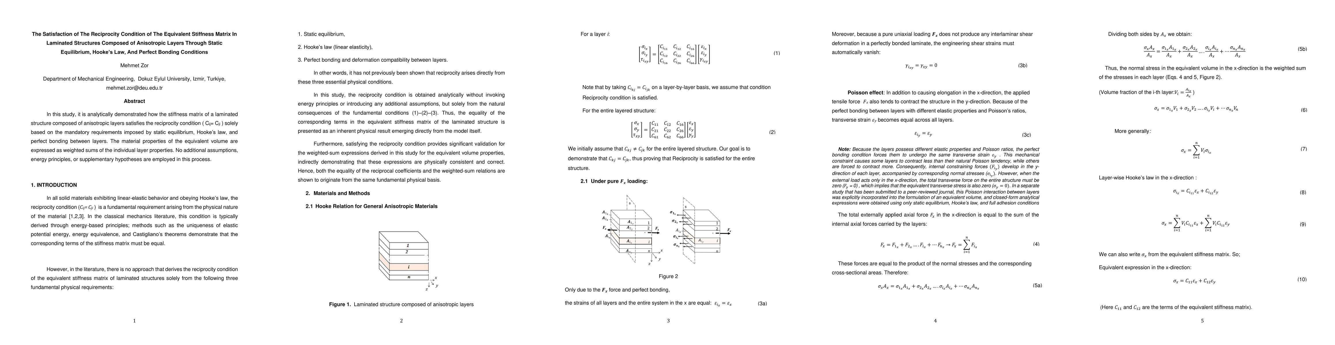 Thumbnail for The satisfaction of the reciprocity condition of the equivalent stiffness matrix in laminated structures composed of anisotropic layers through static equilibrium, Hooke law, and perfect bonding conditions