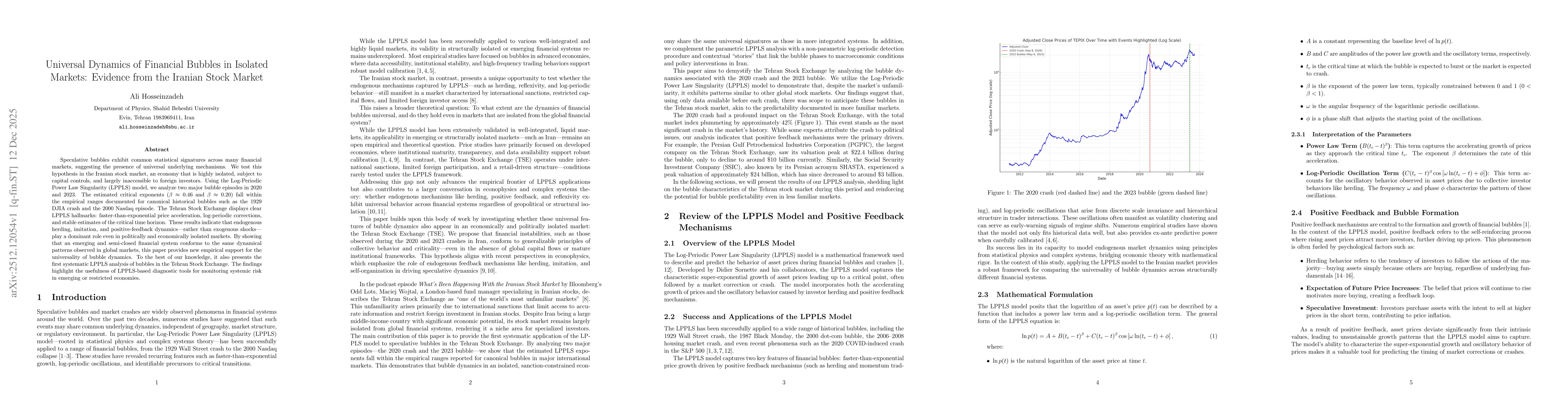 Thumbnail for Universal Dynamics of Financial Bubbles in Isolated Markets: Evidence from the Iranian Stock Market