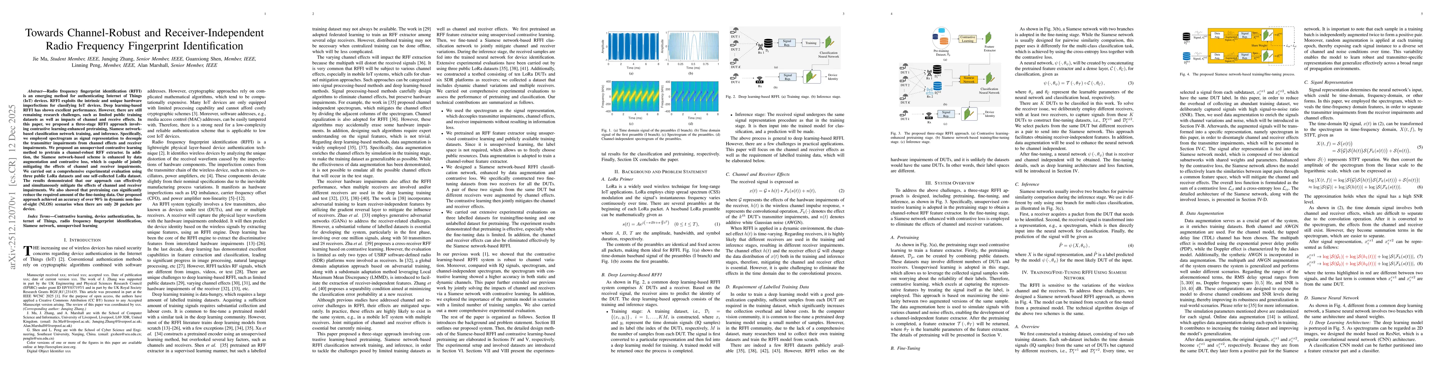 Thumbnail for Towards Channel-Robust and Receiver-Independent Radio Frequency Fingerprint Identification