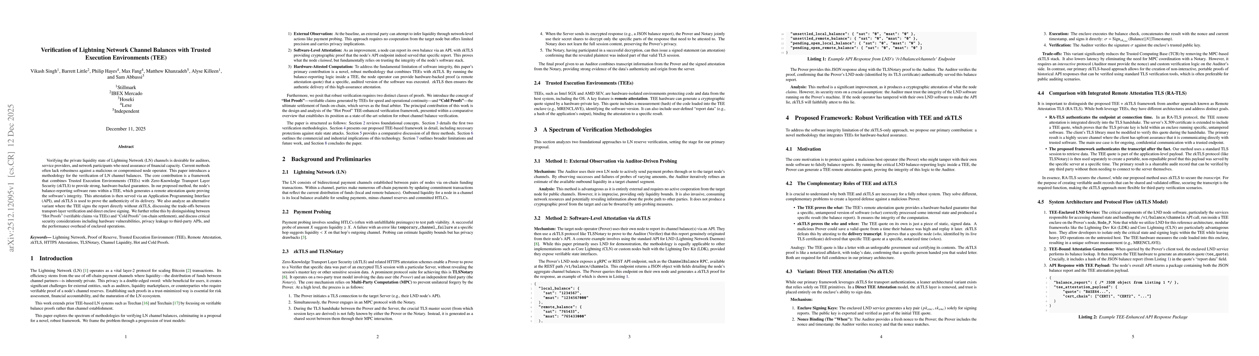 Thumbnail for Verification of Lightning Network Channel Balances with Trusted Execution Environments (TEE)