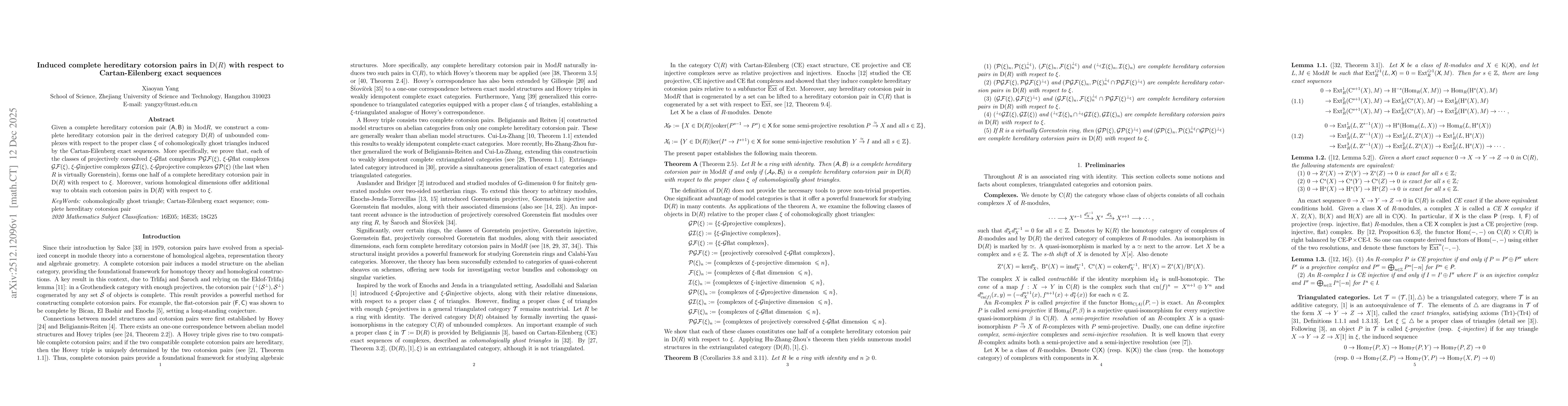 Thumbnail for Induced complete hereditary cotorsion pairs in D(R) with respect to Cartan-Eilenberg exact sequences