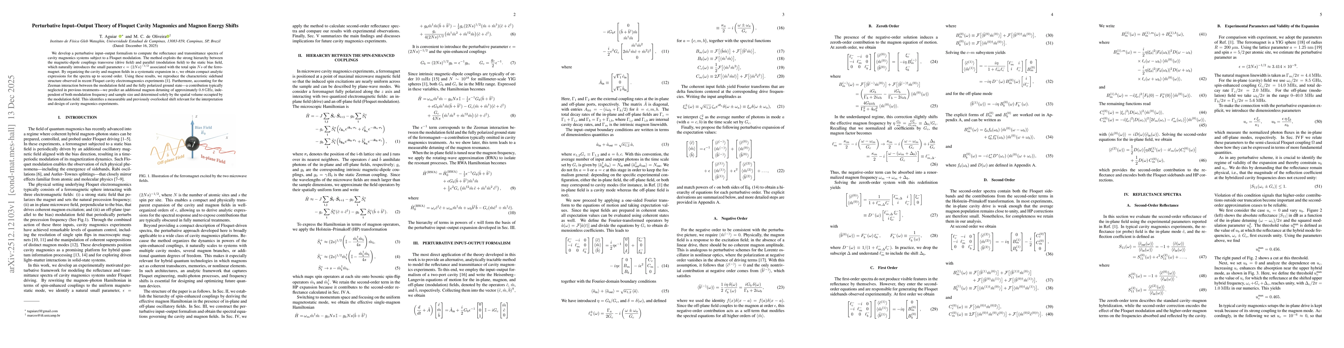 Thumbnail for Perturbative Input-Output Theory of Floquet Cavity Magnonics and Magnon Energy Shifts