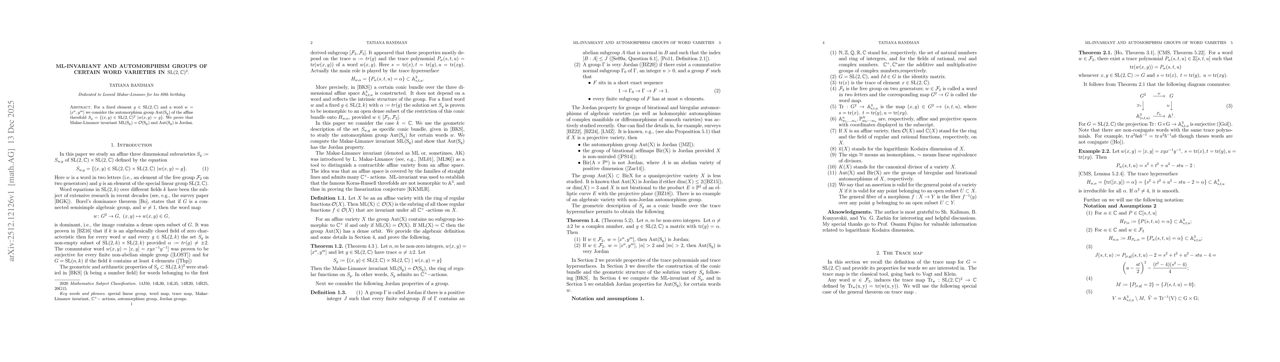 Thumbnail for ML-invariant and automorphism groups of certain word varieties in SL(2,C)^2