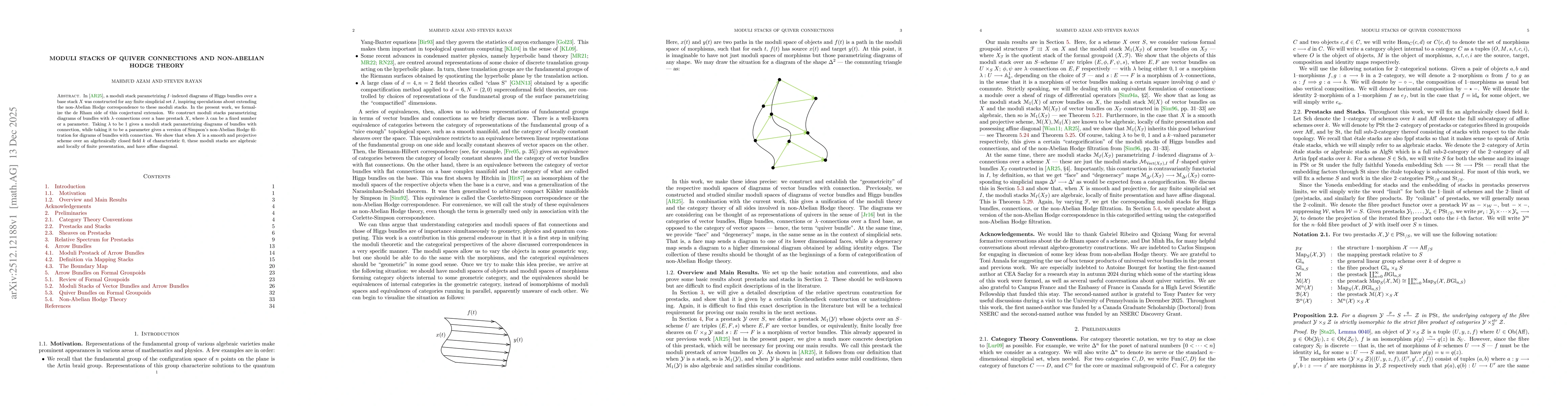 Thumbnail for Moduli stacks of quiver connections and non-Abelian Hodge theory