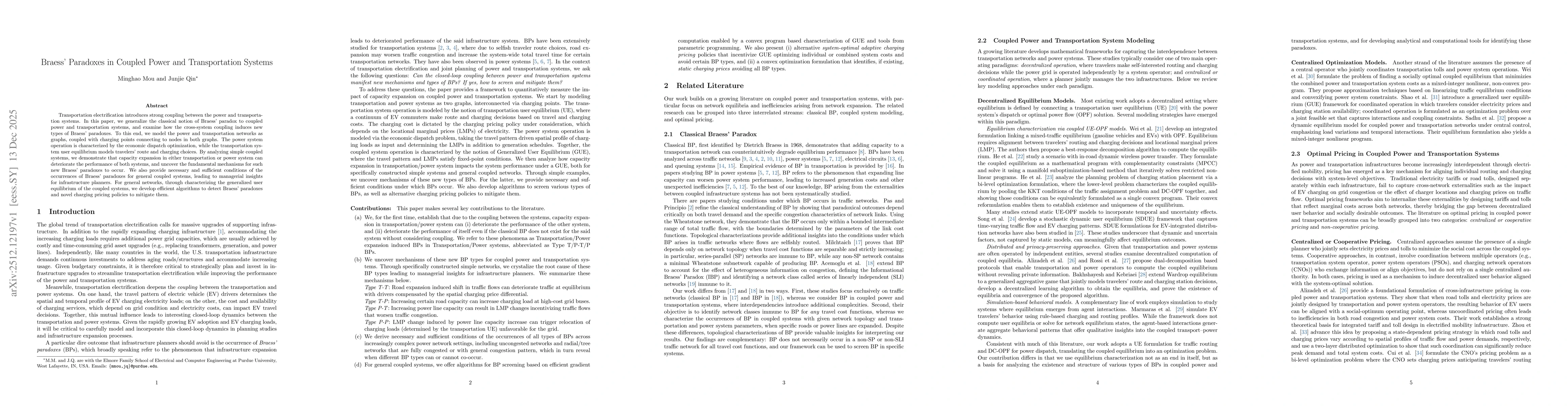 Thumbnail for Braess' Paradoxes in Coupled Power and Transportation Systems