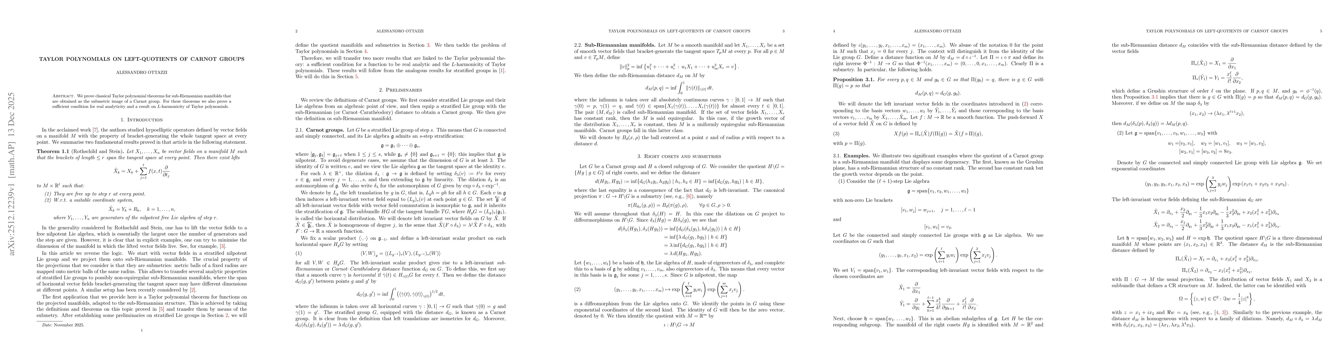 Thumbnail for Taylor polynomials on left-quotients of Carnot groups