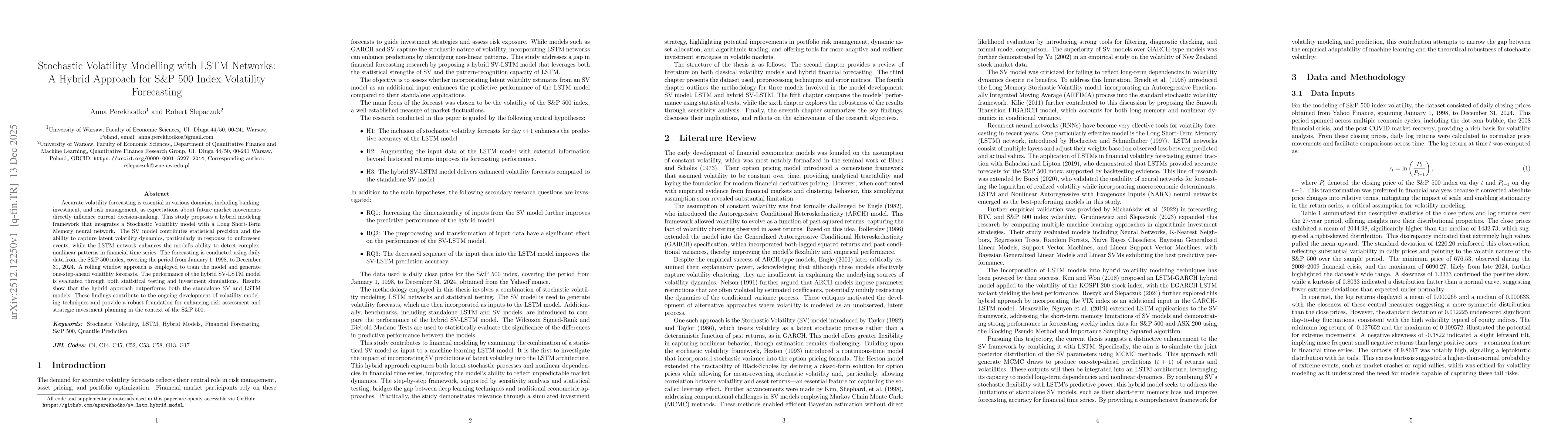 Thumbnail for Stochastic Volatility Modelling with LSTM Networks: A Hybrid Approach for S&P 500 Index Volatility Forecasting