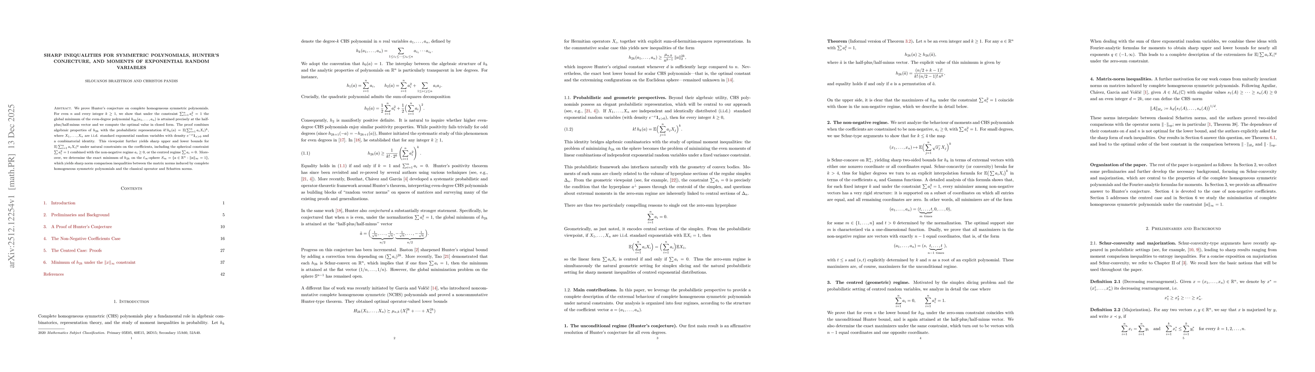 Thumbnail for Sharp inequalities for symmetric polynomials, Hunter's conjecture, and moments of exponential random variables