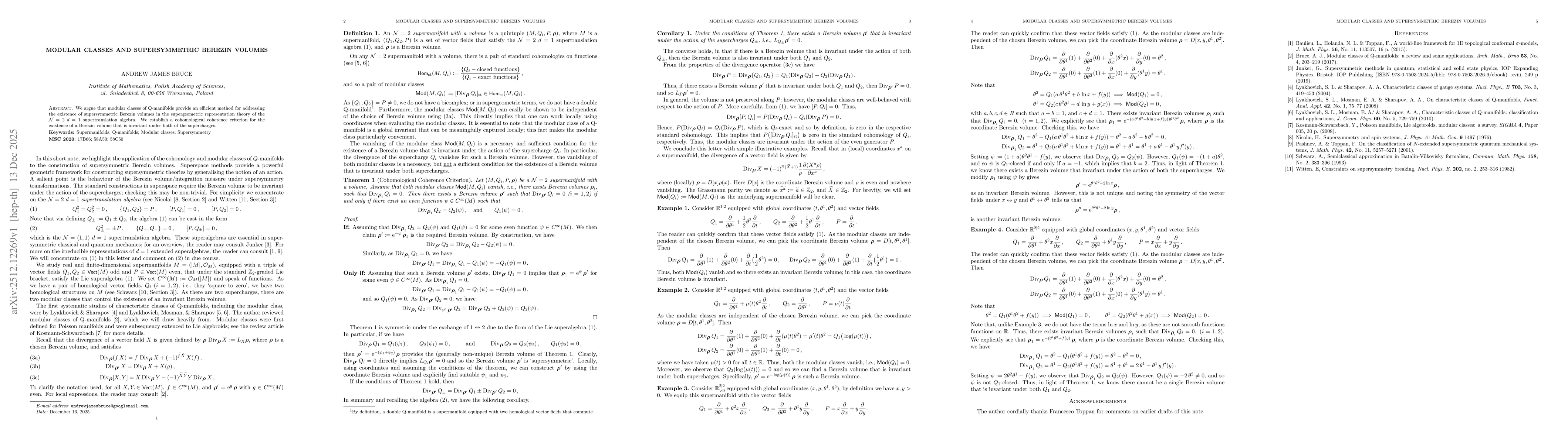 Thumbnail for Modular Classes and Supersymmetric Berezin Volumes