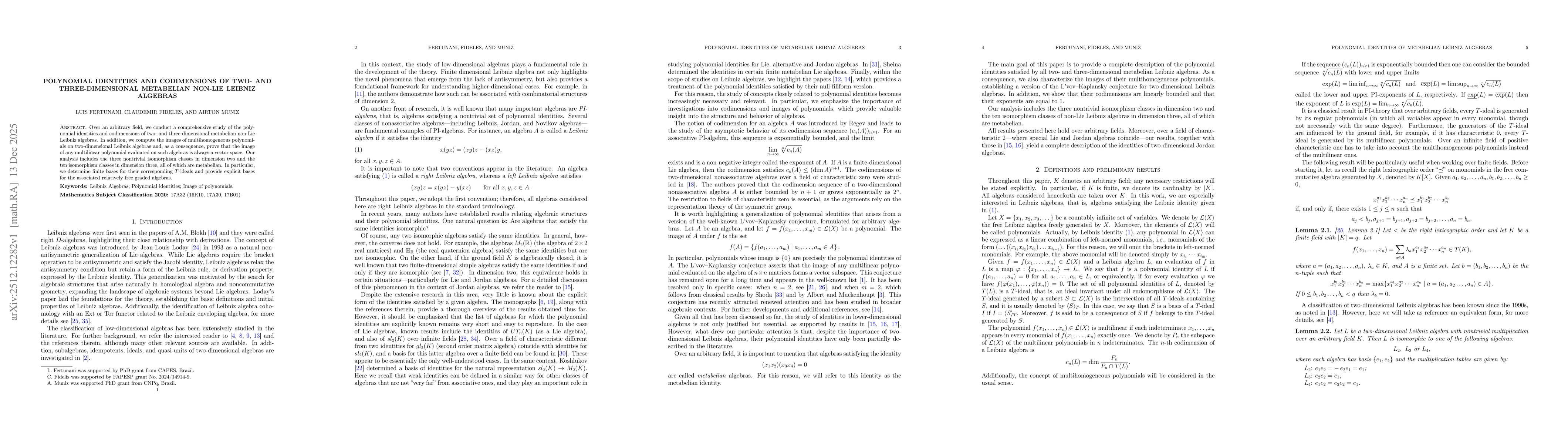 Thumbnail for Polynomial Identities and Codimensions of Two- and Three-Dimensional Metabelian Non-Lie Leibniz Algebras