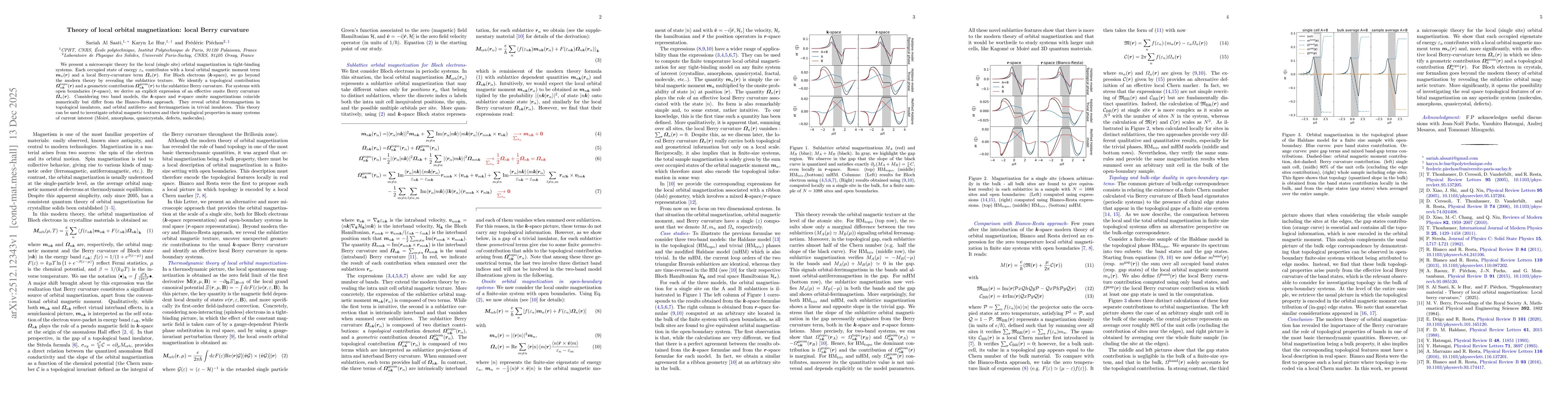 Thumbnail for Theory of local orbital magnetization: local Berry curvature