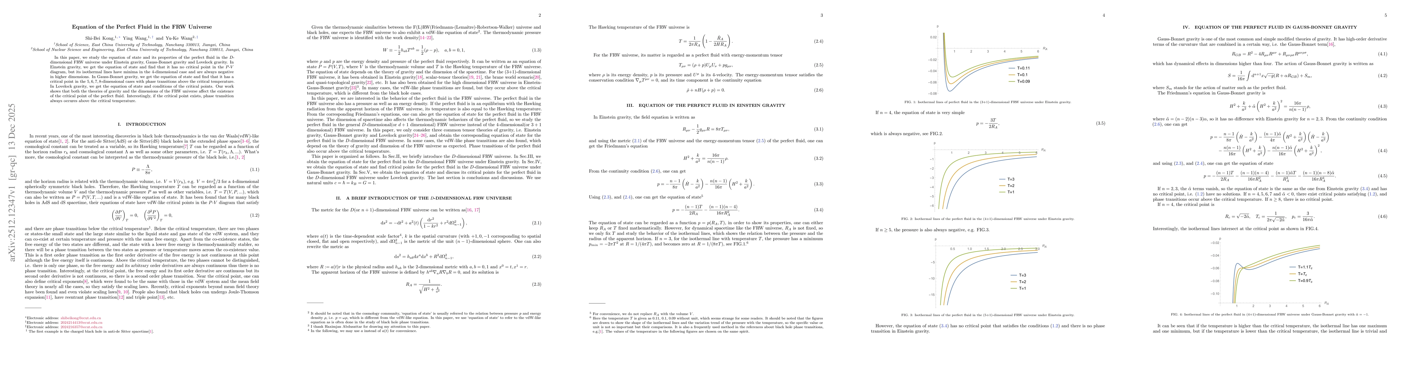 Thumbnail for Equation of the Perfect Fluid in the FRW Universe