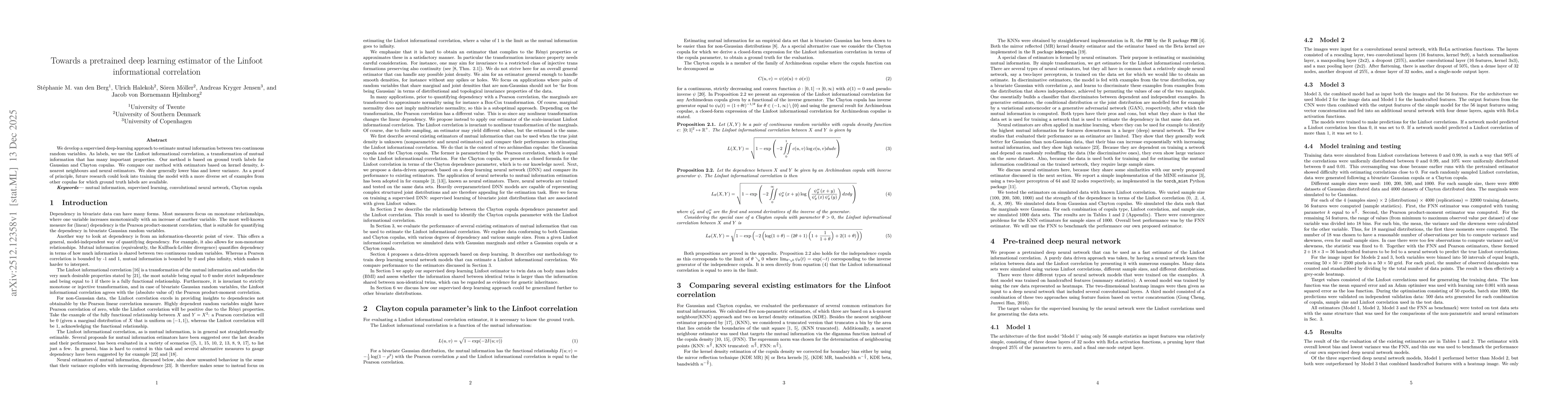 Thumbnail for Towards a pretrained deep learning estimator of the Linfoot informational correlation