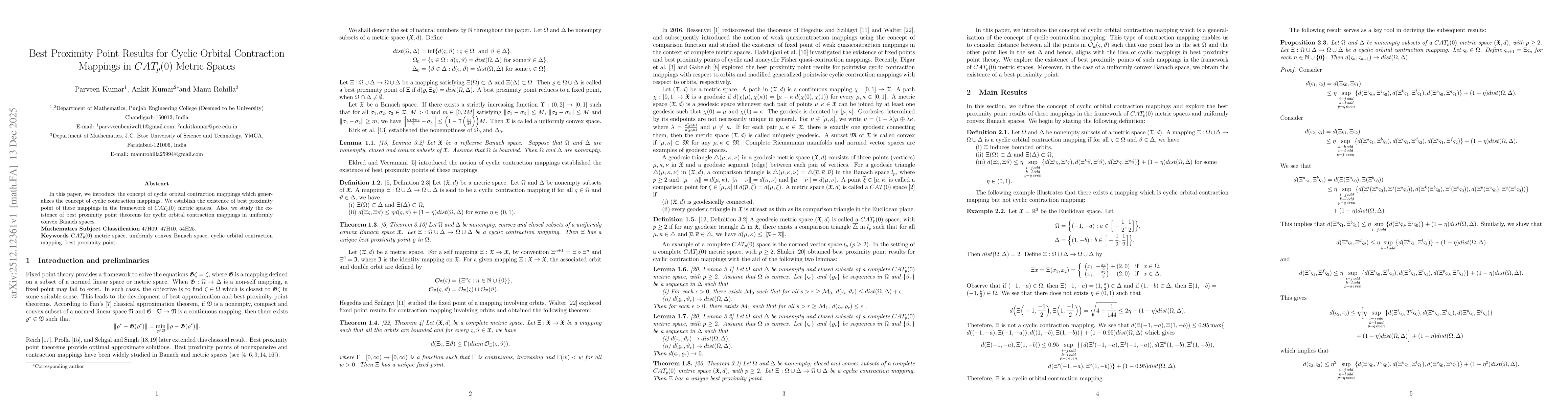 Thumbnail for Best Proximity Point Results for Cyclic Orbital Contraction Mappings in $CAT_p(0)$ Metric Spaces