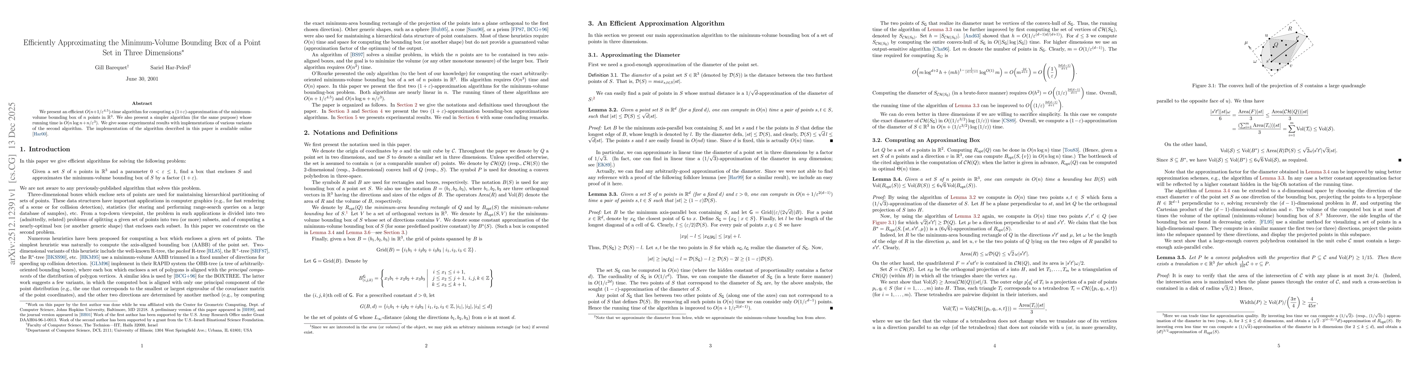 Thumbnail for Efficiently Approximating the Minimum-Volume Bounding Box of a Point Set in Three Dimensions