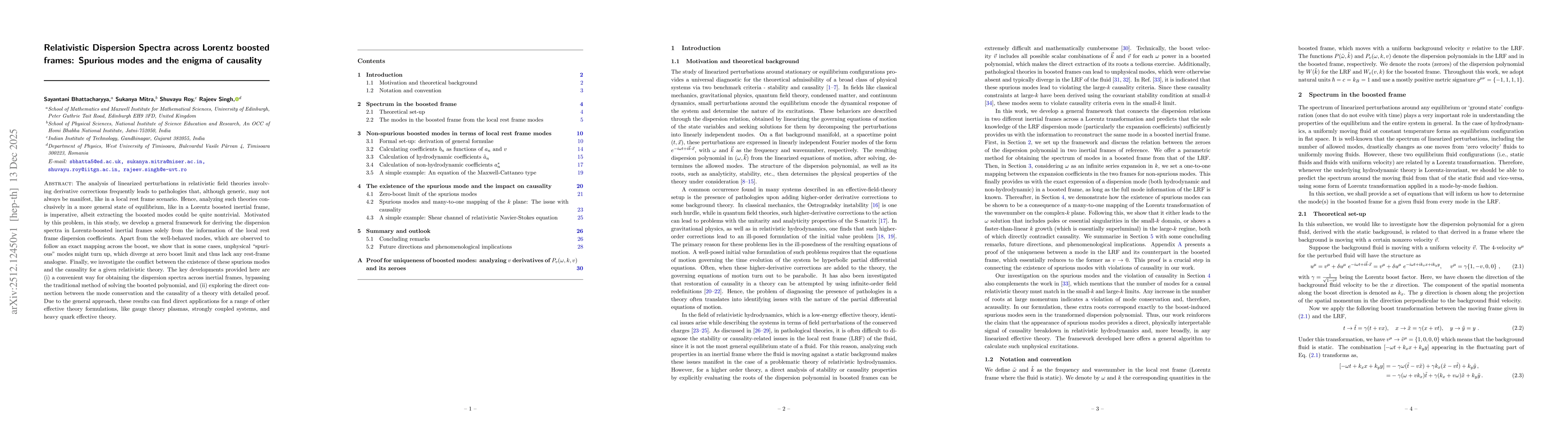 Thumbnail for Relativistic Dispersion Spectra across Lorentz boosted frames: Spurious modes and the enigma of causality