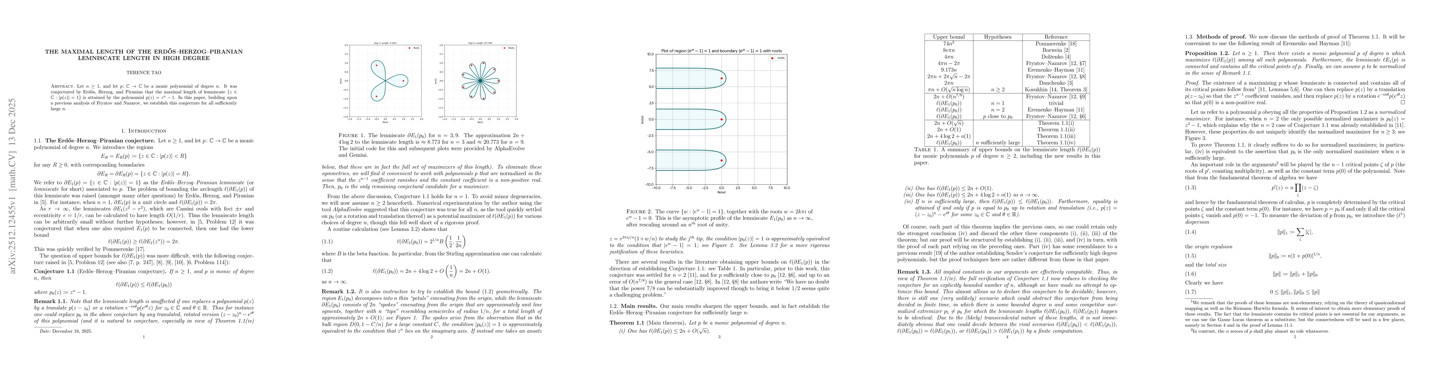 Thumbnail for The maximal length of the Erdős--Herzog--Piranian lemniscate length in high degree