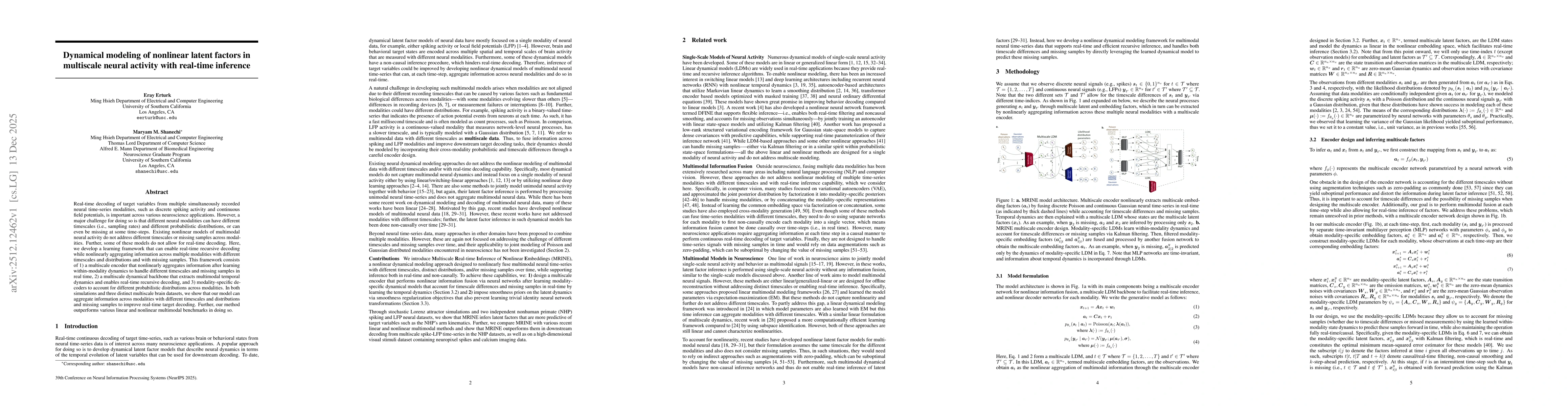 Thumbnail for Dynamical modeling of nonlinear latent factors in multiscale neural activity with real-time inference