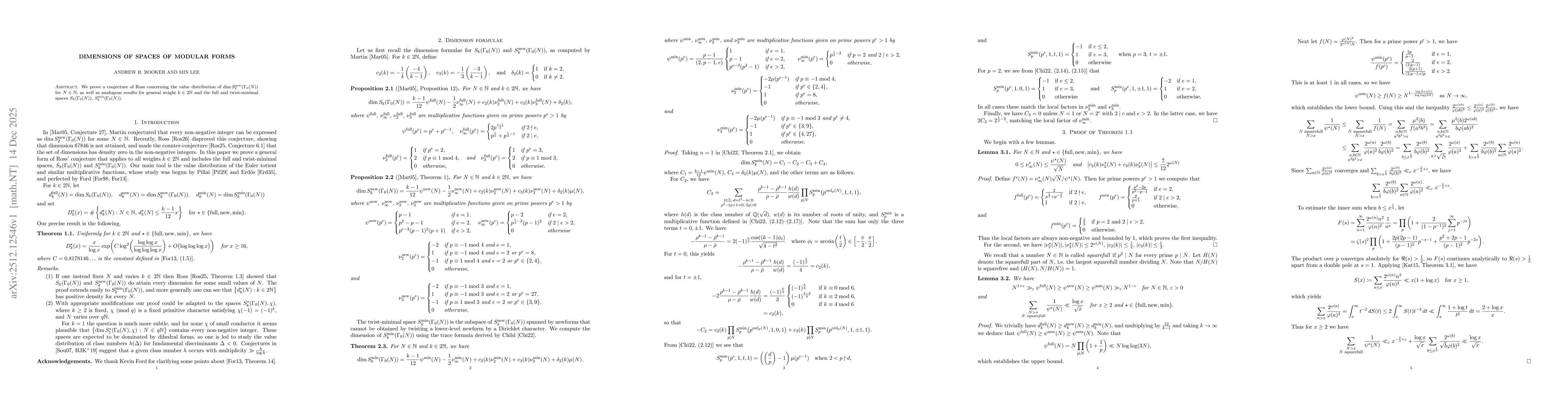 Thumbnail for Dimensions of spaces of modular forms