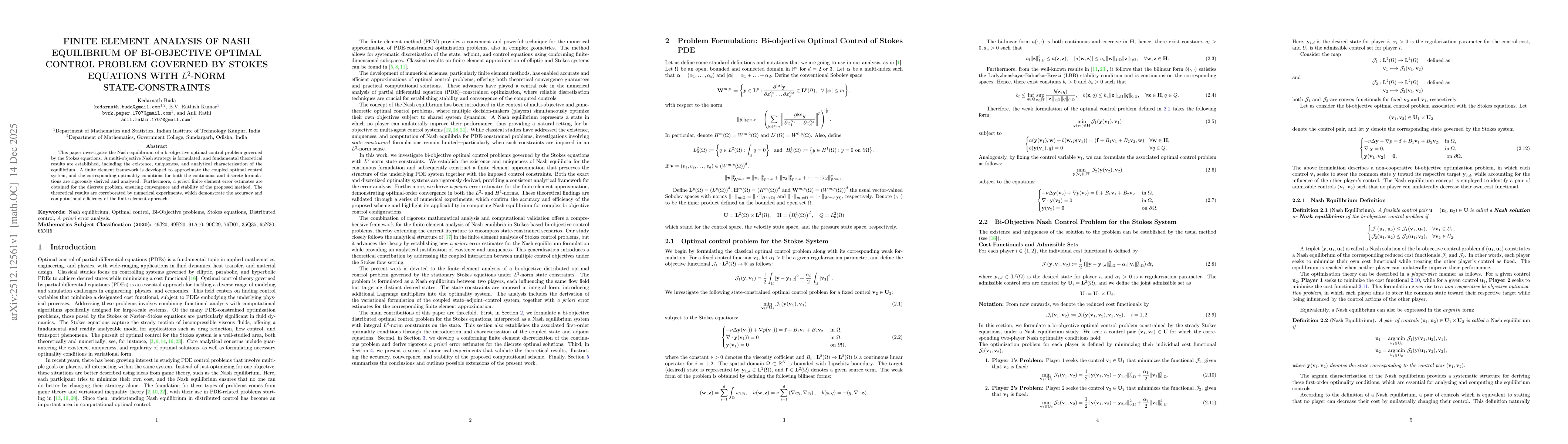Thumbnail for Finite Element Analysis of Nash Equilibrium of Bi-objective Optimal Control Problem Governed by Stokes Equation with $L^2$-norm State-Constraints