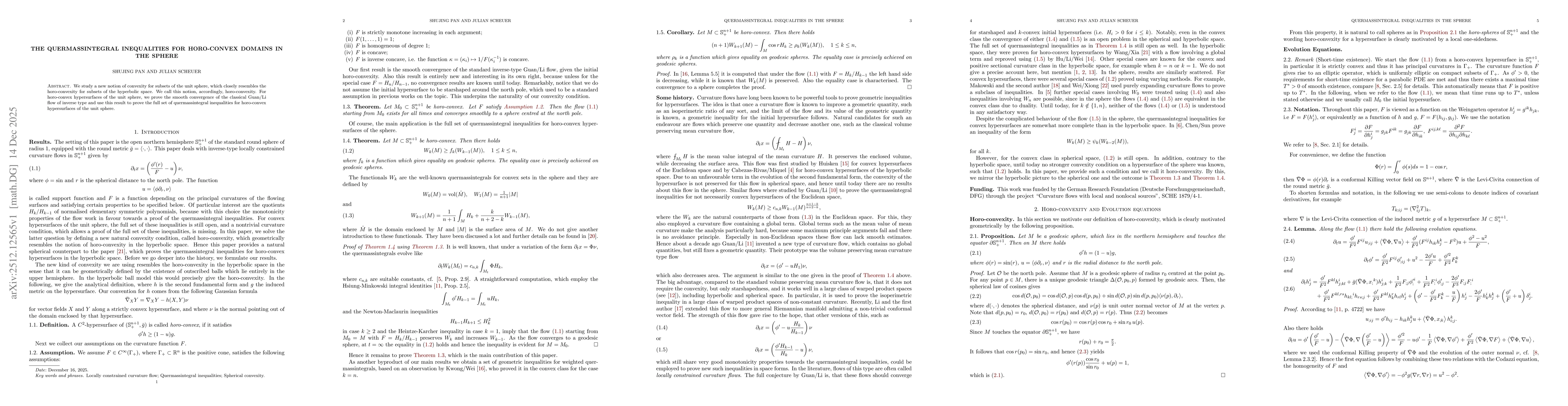 Thumbnail for The quermassintegral inequalities for horo-convex domains in the sphere