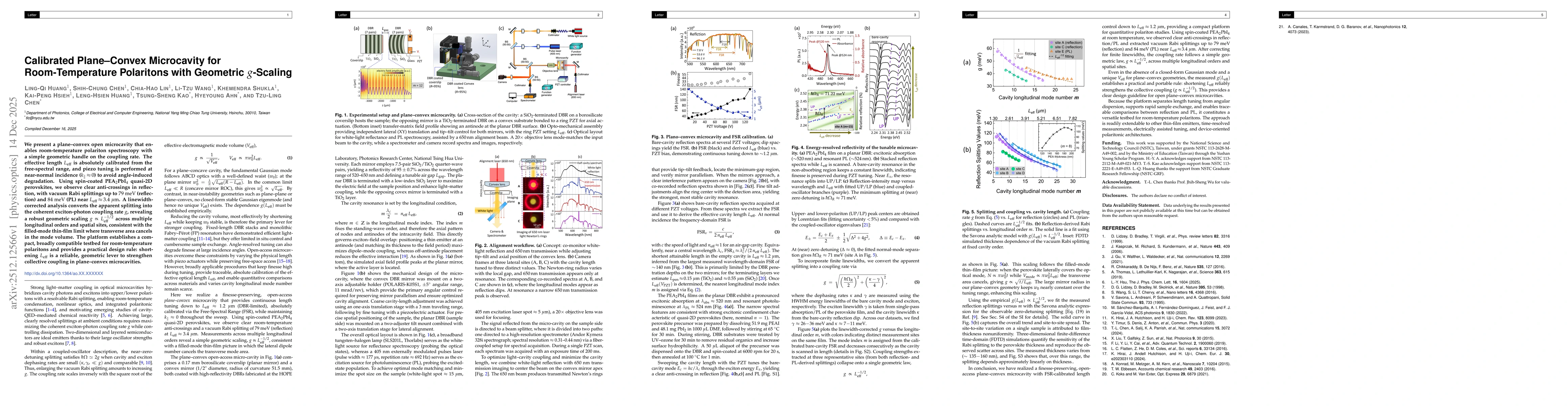 Thumbnail for Calibrated Plane--Convex Microcavity for Room-Temperature Polaritons with Geometric \(g\)-Scaling