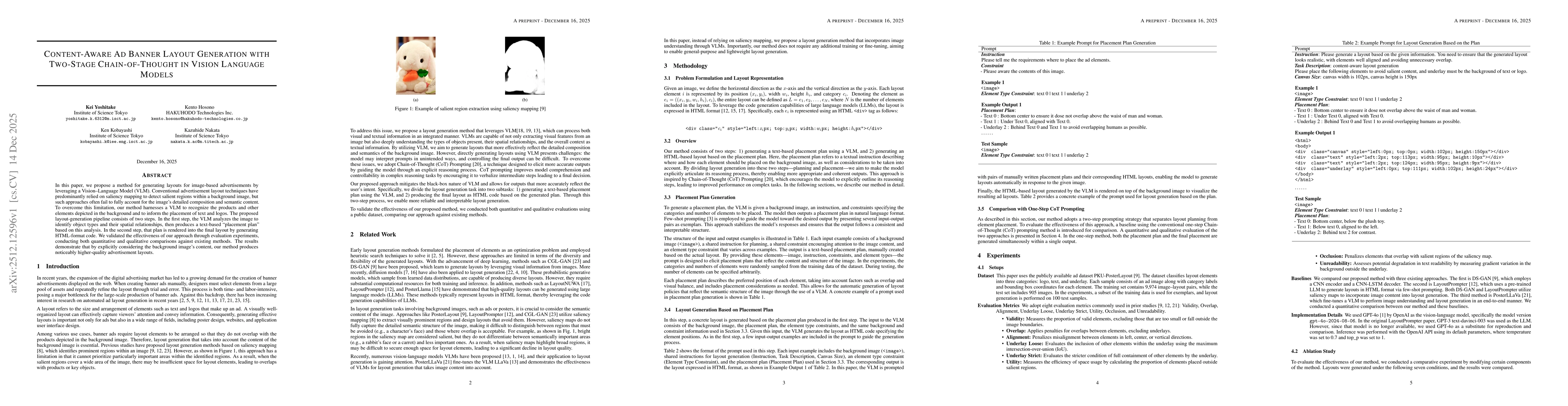 Thumbnail for Content-Aware Ad Banner Layout Generation with Two-Stage Chain-of-Thought in Vision Language Models