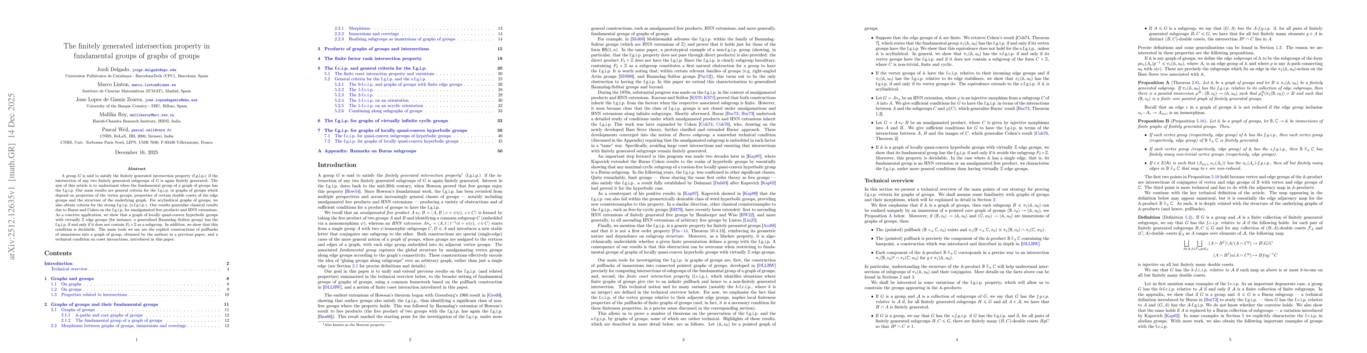 Thumbnail for The finitely generated intersection property in fundamental groups of graphs of groups