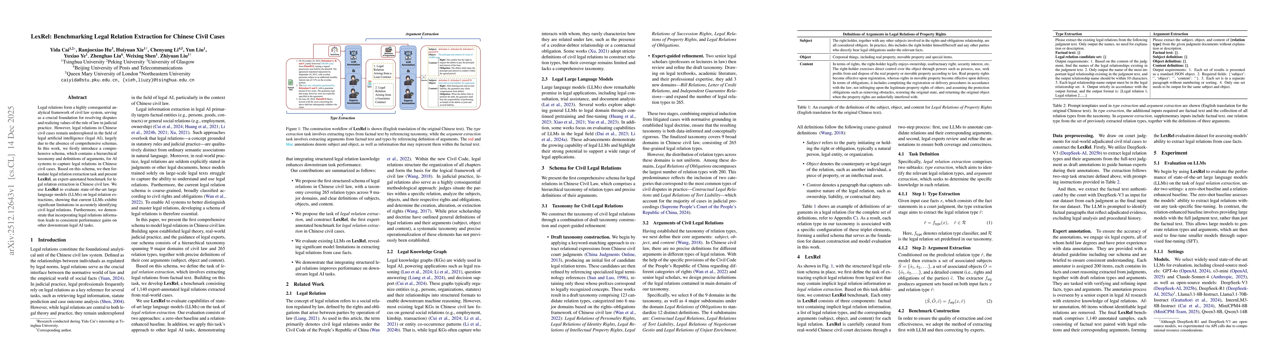Thumbnail for LexRel: Benchmarking Legal Relation Extraction for Chinese Civil Cases