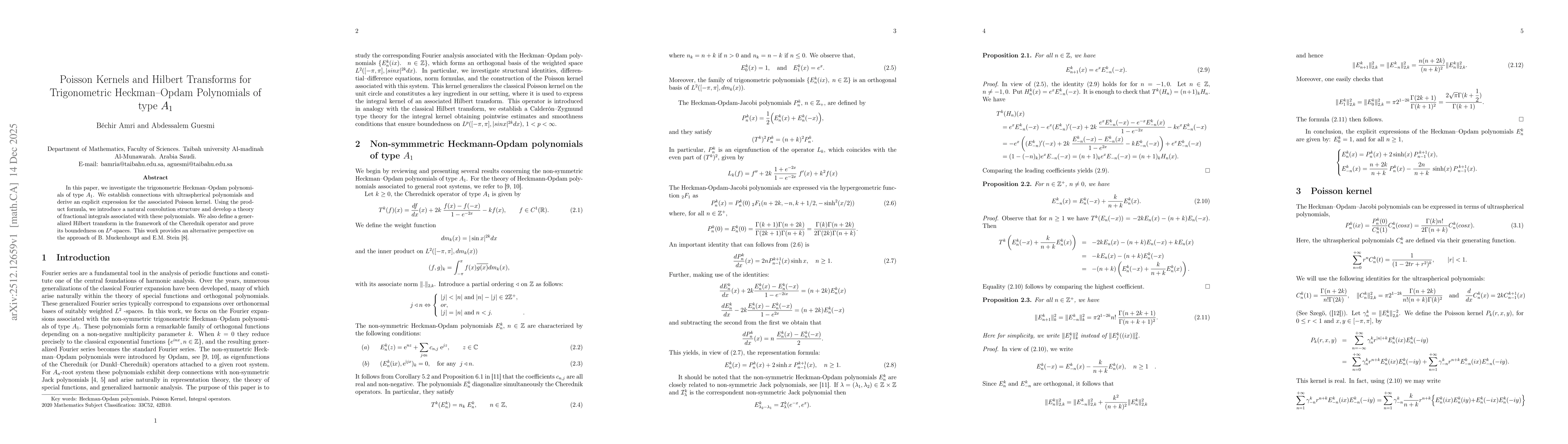 Thumbnail for Poisson Kernels and Hilbert Transforms for Trigonometric Heckman-Opdam Polynomials of type $A_1$