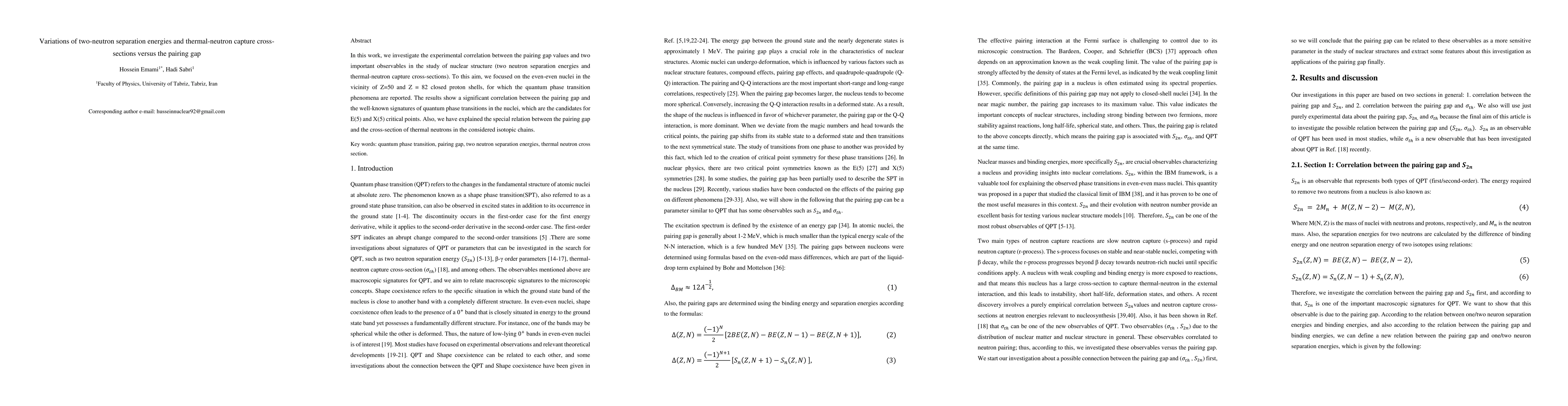 Thumbnail for Variations of two-neutron separation energies and thermal-neutron capture cross sections versus the pairing gap