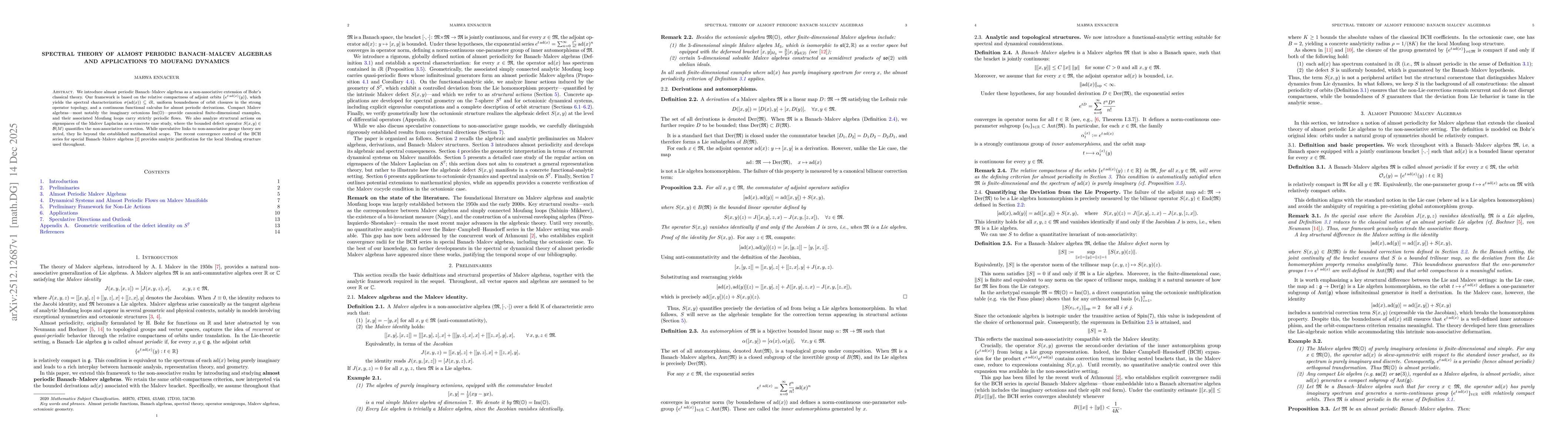 Thumbnail for Spectral Theory of Almost Periodic Banach--Malcev Algebras and Applications to Moufang Dynamics