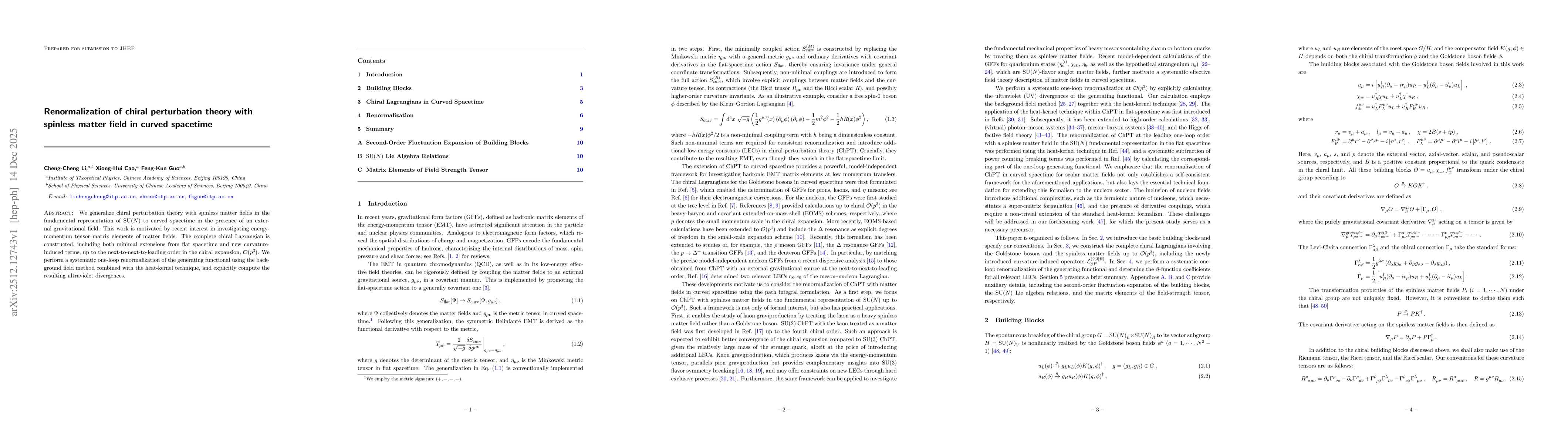 Thumbnail for Renormalization of chiral perturbation theory with spinless matter field in curved spacetime