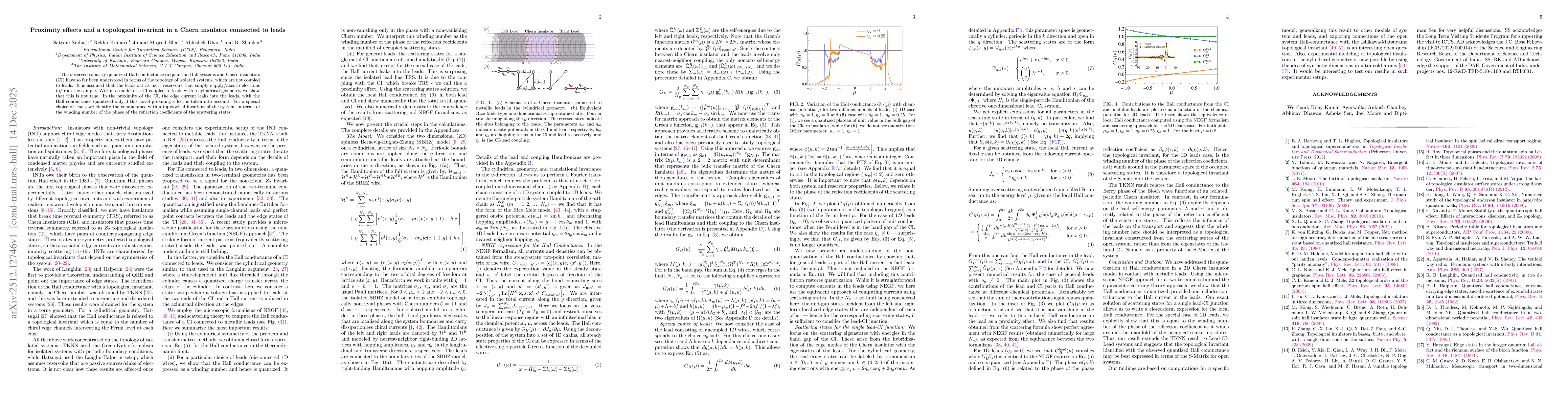 Thumbnail for Proximity effects and a topological invariant in a Chern insulator connected to leads