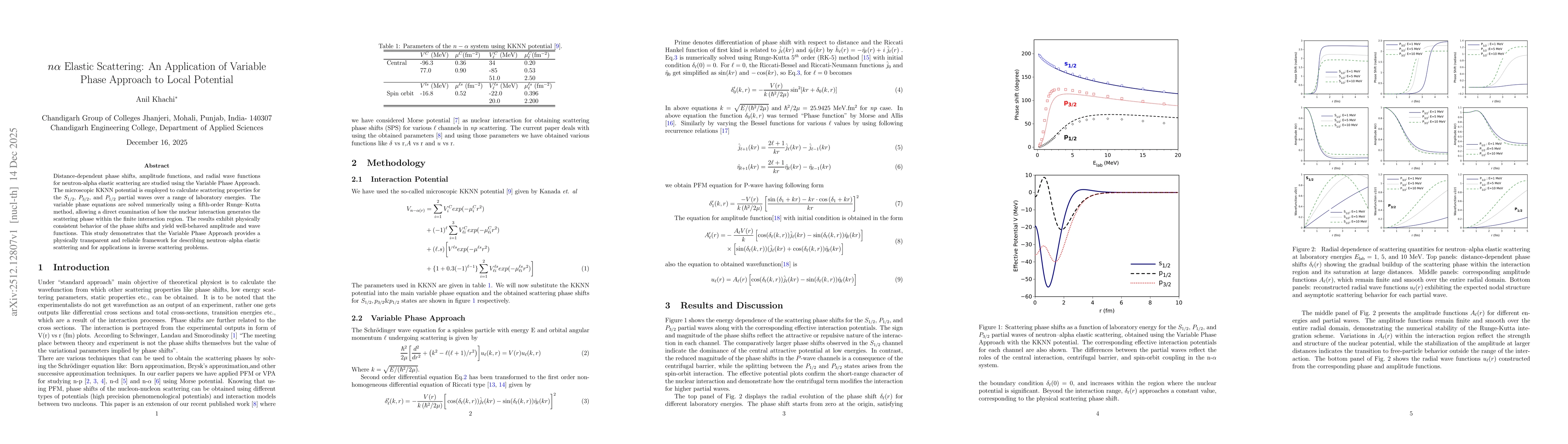 Thumbnail for $nα$ Elastic Scattering: An Application of Variable Phase Approach to Local Potential