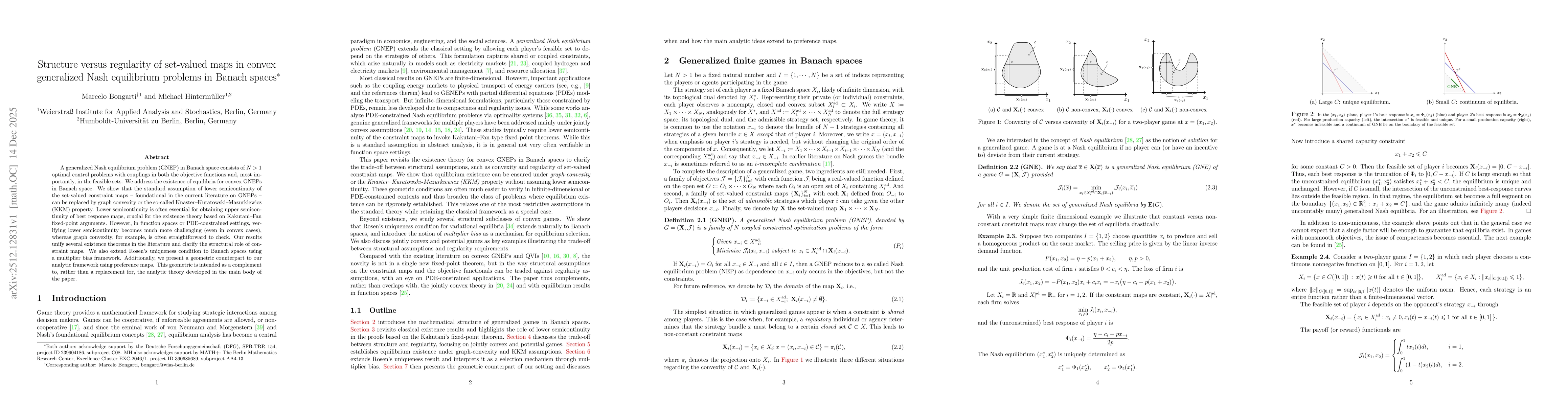 Thumbnail for Structure versus regularity of set-valued maps in convex generalized Nash equilibrium problems in Banach spaces