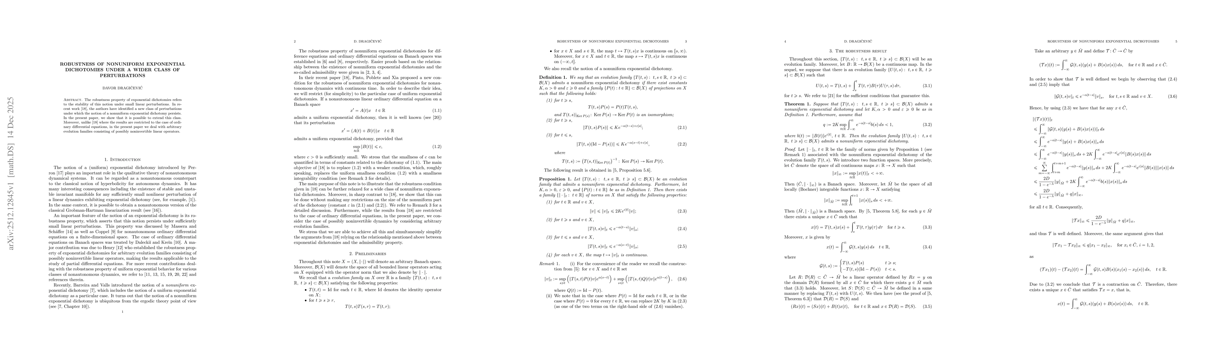 Thumbnail for Robustness of nonuniform exponential dichotomies under a wider class of perturbations