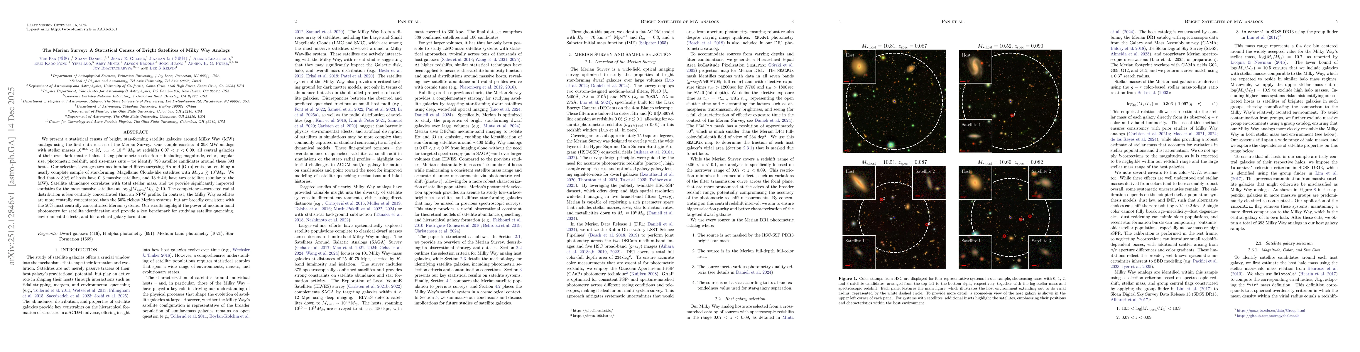 Thumbnail for The Merian Survey: A Statistical Census of Bright Satellites of Milky Way Analogs
