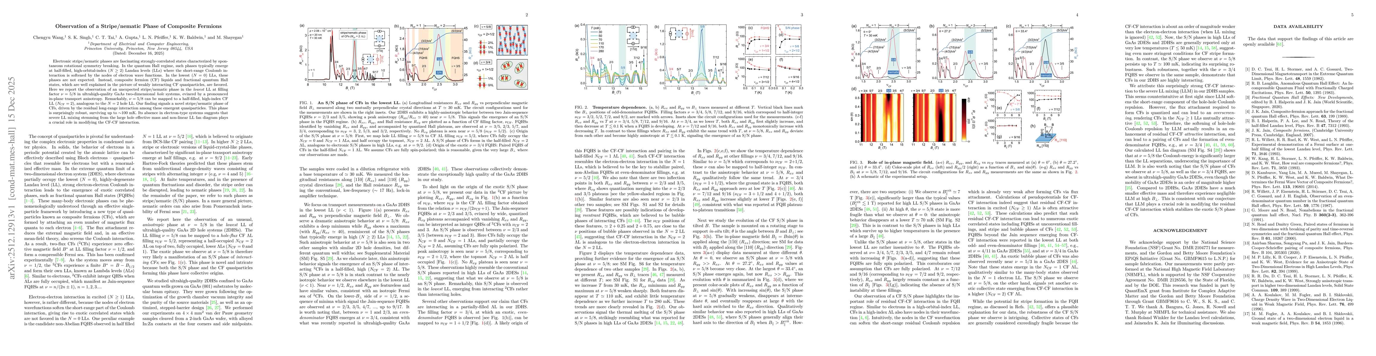 Thumbnail for Observation of a Stripe/nematic Phase of Composite Fermions
