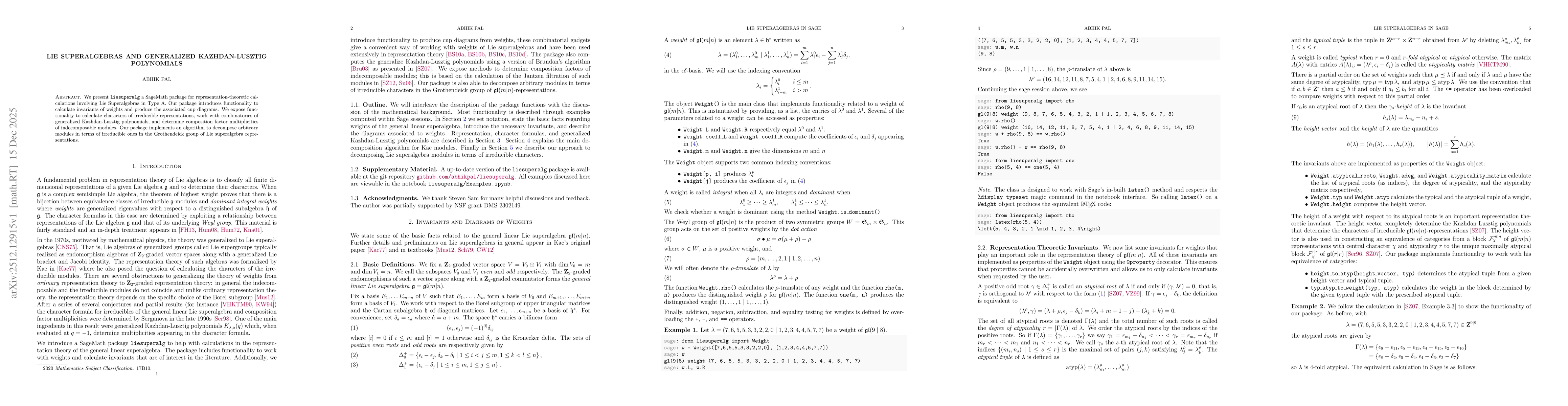 Thumbnail for Lie Superalgebras and Generalized Kazhdan-Lusztig Polynomials