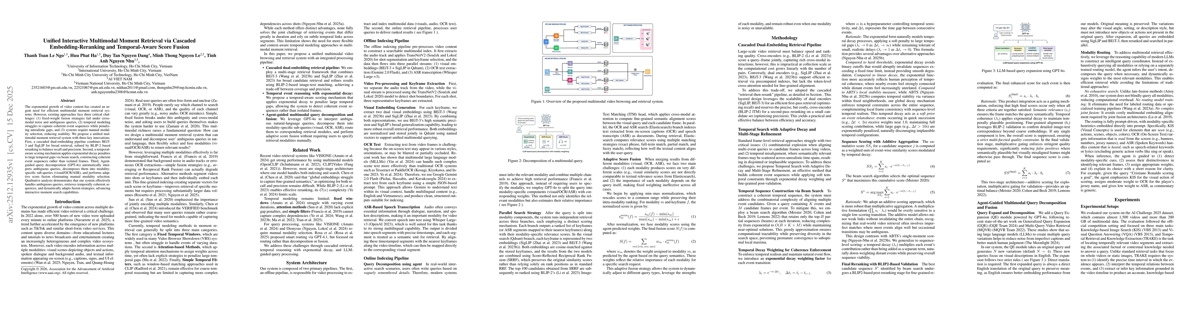 Thumbnail for Unified Interactive Multimodal Moment Retrieval via Cascaded Embedding-Reranking and Temporal-Aware Score Fusion