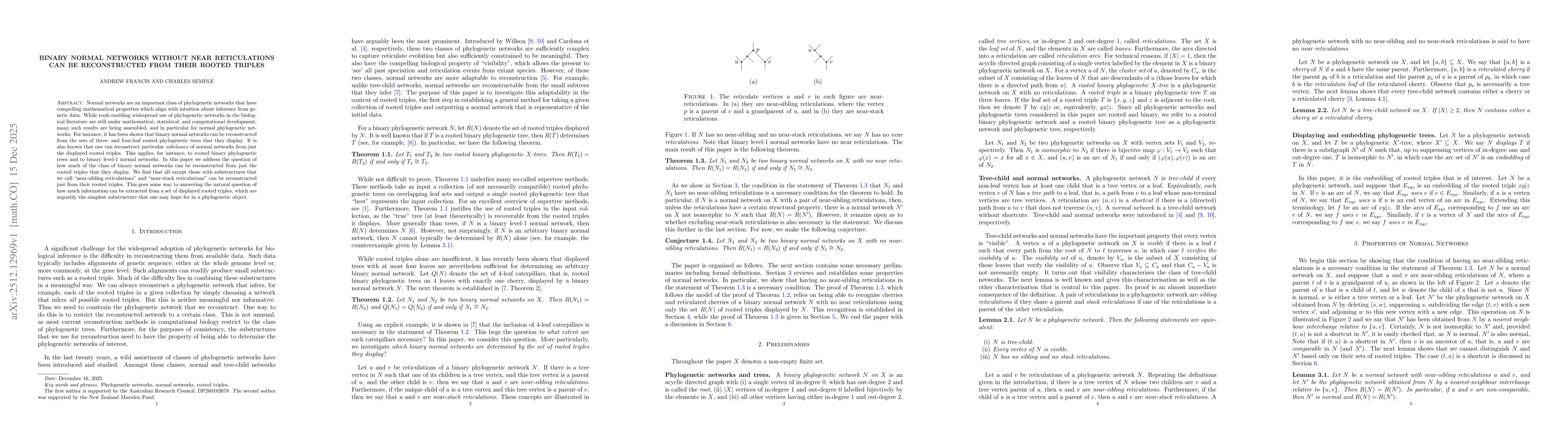 Thumbnail for Binary normal networks without near reticulations can be reconstructed from their rooted triples