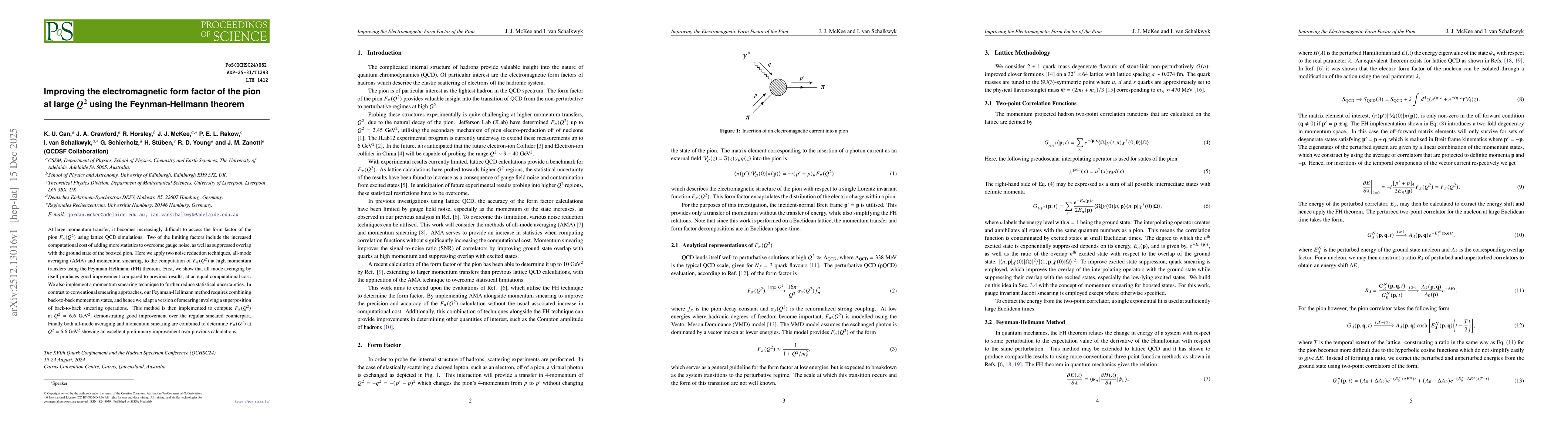 Thumbnail for Improving the electromagnetic form factor of the pion at large $Q^2$ using the Feynman-Hellmann theorem