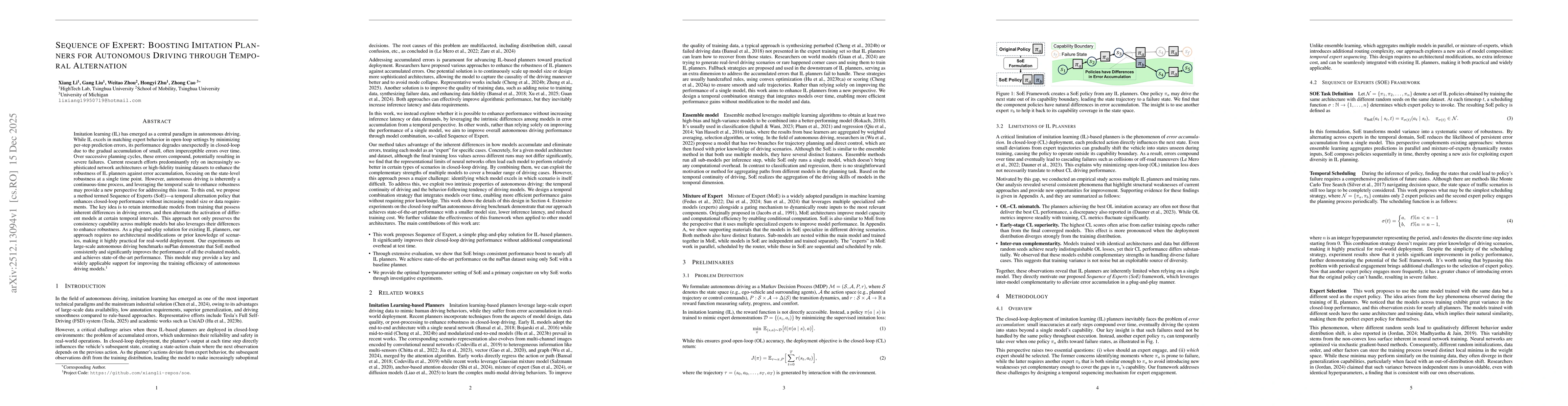 Thumbnail for Sequence of Expert: Boosting Imitation Planners for Autonomous Driving through Temporal Alternation
