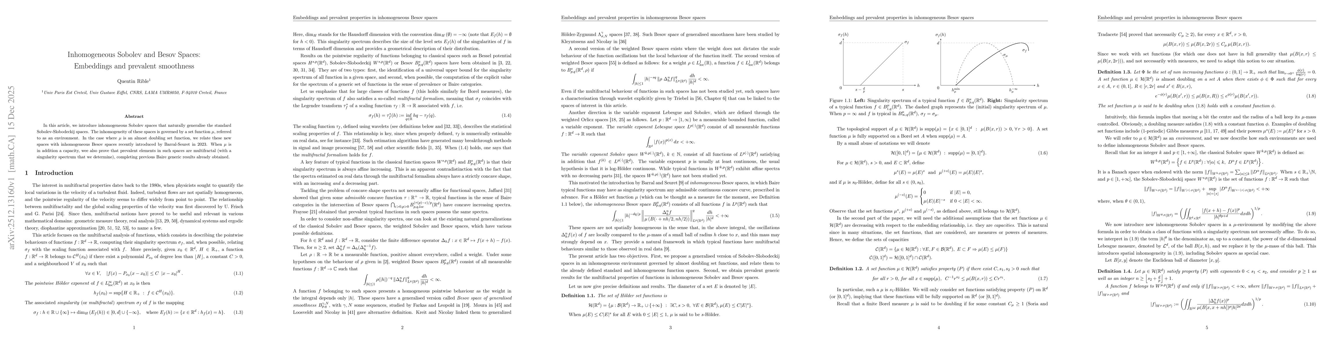 Thumbnail for Inhomogeneous Sobolev and Besov Spaces: Embeddings and prevalent smoothness